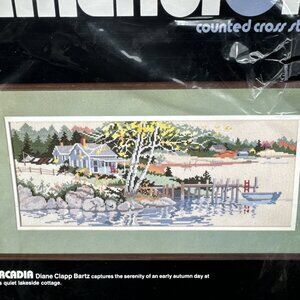 Vintage Dimensions Cross Stitch Kit Arcadia Lakeside Cottage Lake House